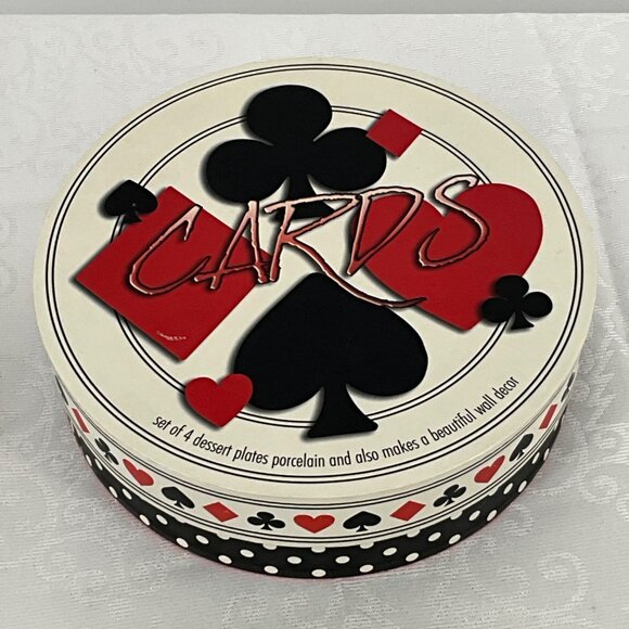 Cards Themed Porcelain Dessert Plates Set Of 4 By I.‎ Godinger & Co. - Picture 2 of 9